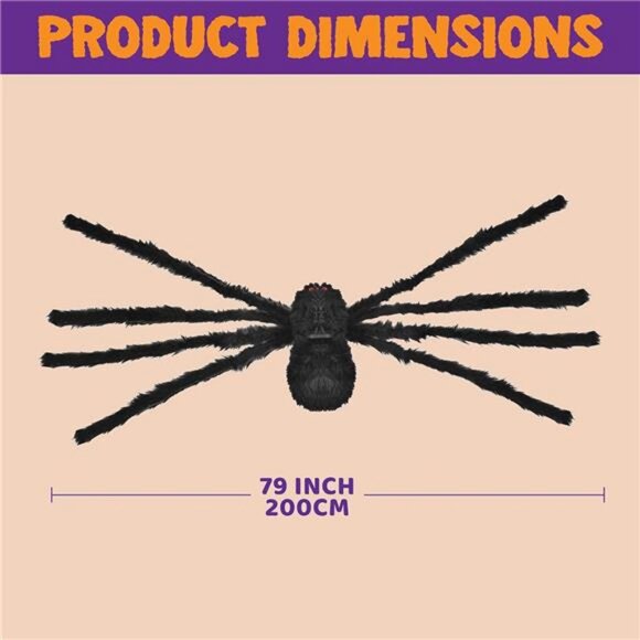 6.5ft Halloween Hairy Spider Outdoor Decor, Scary Giant Spider Fake Large Spider - Picture 6 of 8